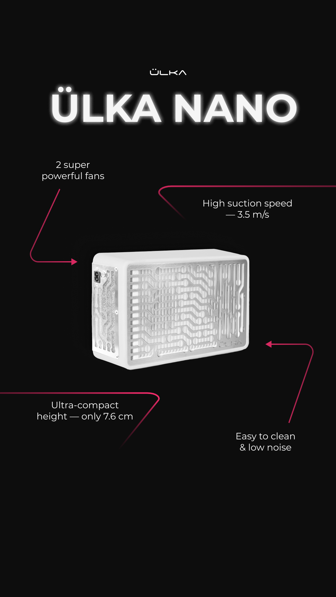 ULKA Tabletop Nail Dust Collector NANO white color / 58W