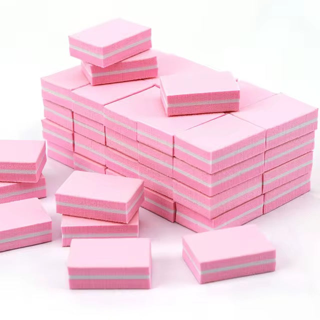 50 pcs pink mini buffers for nails 100/180 grit